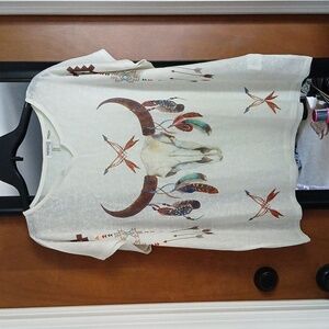 Paparazzi western skull feather poncho top